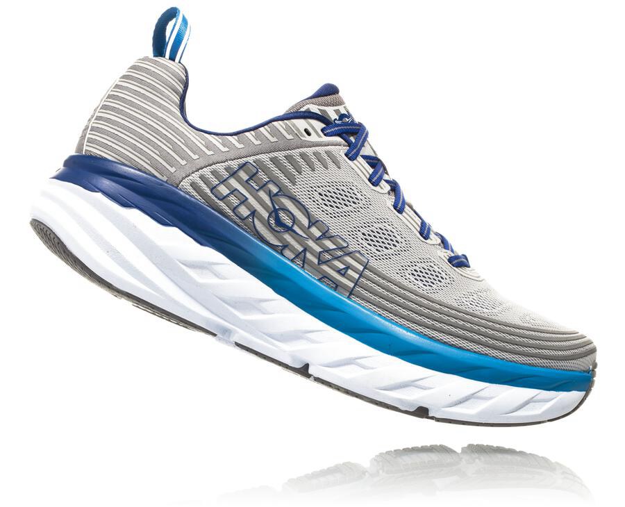 Hoka One One Mens Running Shoes - Bondi 6 - Grey - WRPK70681